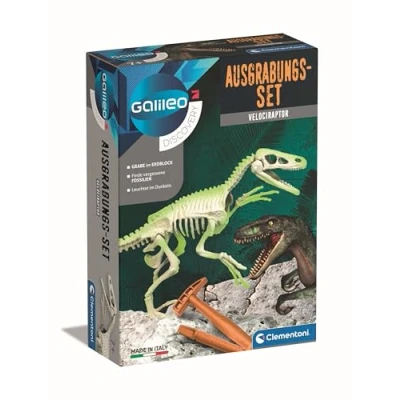 Immagine di Clementoni Galileo Science Velociraptor Kit per Scavare i fossili di Dinosauro con Martello e scalpello, Piccoli ricercatori, Multicolore, 15 x 5,5 21 cm, 59174