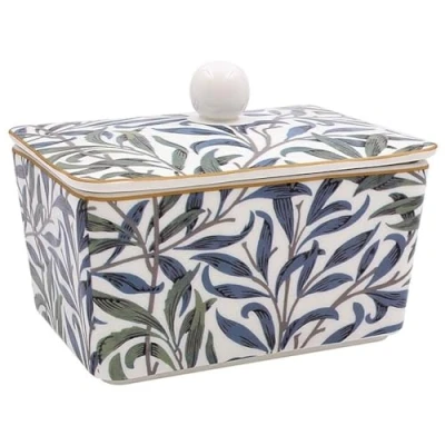 Immagine di Lesser &amp; Pavey burriera in ceramica con coperchio, grande per tutti i tipi di cucina, burro tutte le dimensioni William Morris, Willow Bough