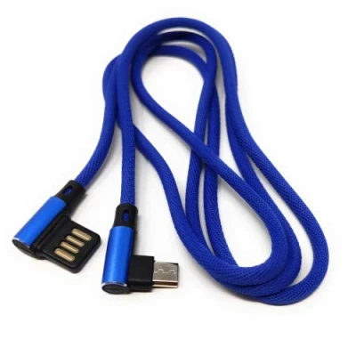 Immagine di SYSTEM S Cavo Micro USB A Sinistra, angolato su interfaccia Reversibile Tipo 2.0, Colore: Blu, 98 cm