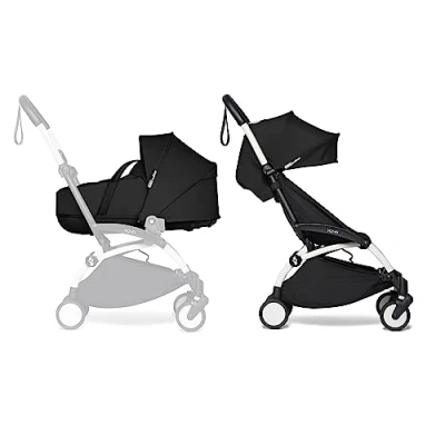 Immagine di Passeggino Completo BABYZEN YOYO2 Include YOYO Navicella (Nero), Telaio (Bianco) &amp; Rivestimento colorato 6+ (Nero) Per Bambini fino a 22 kg