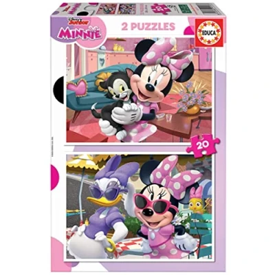 Immagine di Educa puzzle di cartone con 20 pezzi per bambini Minnie. Set 2 da ciascuno, doppio divertimento. Dimensioni del puzzle: 28 x cm. A partire dai 3 anni (19297)