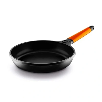 Immagine di Fundix 24 cm Padella Antiaderente per frittura, in ghisa di Alluminio, Adatta all&#039;induzione, con Manico Removibile Arancione
