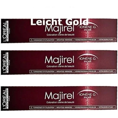 Immagine di 3 X Loreal Majirel 7,03 Biondo Medio Leggero Oro Crema Colore dei capelli 50 ML