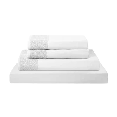 Immagine di Pacific Coast Textiles 3 Pezzo Uncinetto Pizzo Set Doppio Lenzuolo in Microfibra, Bianco, Pezzi