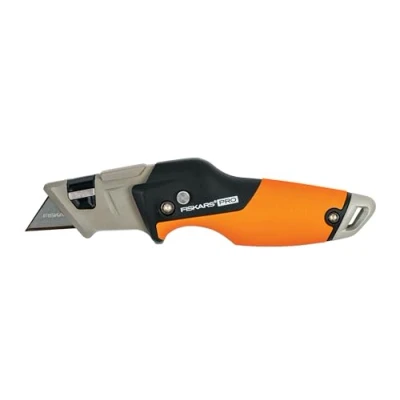 Immagine di Fiskars Taglierino universale pieghevole, Lunghezza 17 cm, Acciaio inossidabile/Plastica, Nero/Arancione, CarbonMax, 1027224
