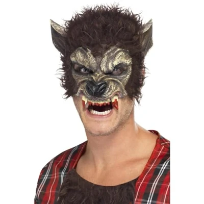 Immagine di SMIFFYS Maschera Lupo Mannaro, Marrone, Mezza Maschera, Lattice