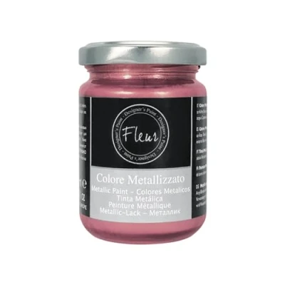 Immagine di FLEUR DESIGNER&#039;S PAINT Colore Metallizzato, 130 ml, F93 Cosmo Rose Gold, Base Acqua, ad Alto Contenuto di Pigmenti Metallici Finissimi.