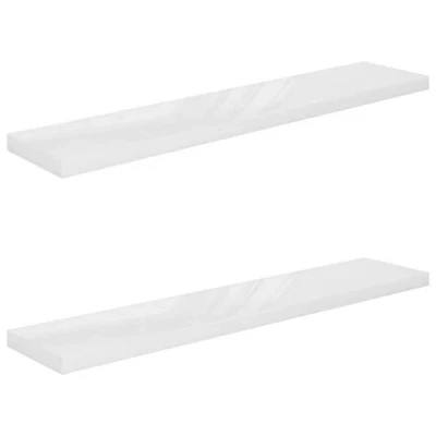 Immagine di vidaXL Scaffali a Parete 2 pz Bianco Lucido 120x23,5x3,8 cm in MDF