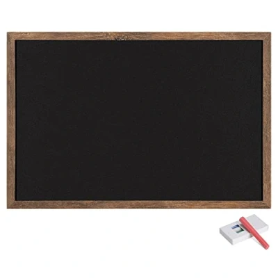 Immagine di Navaris Lavagna Nera per Gesso Memo Board Cancellabile 60x40 cm Gessetti Colorati 4x Gessi Colori Lavagnetta Cornice Legno Muro Nero