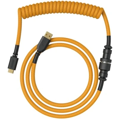 Immagine di Glorious Gaming Coiled Keyboard Cable premium Connessione USB a (PC) e C (tastiera) placc. in oro, anti intreccio, rivest. intrecc. doppio, aviator Mid Connection 5 pin Oro