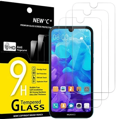 Immagine di NEW&#039;C 3 Pezzi, Vetro Temperato per Huawei Y5 2019, Pellicola Prottetiva Anti Graffio, Impronte, Senza Bolle, Durezza 9H, 0,33mm Ultra Trasparente, Resistente
