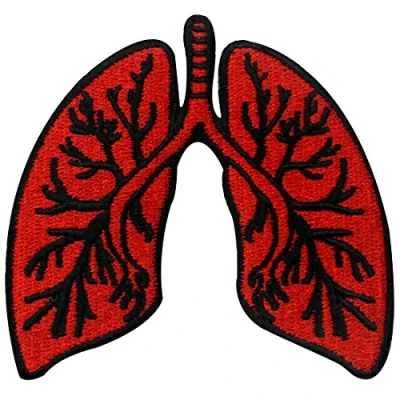 Immagine di Toppa ricamata da applicare con ferro stiro o cucitura, tema: Polmone anatomico a raggi X