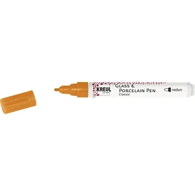 Immagine di Kreul 16402 Penna per Vetro Classic Medium, Arancione, Punta a Proiettile con Larghezza del Tratto di Circa 2 4 mm, Porcellana Opaco e Resistente alla Luce, Colore Orange, Brilliant,