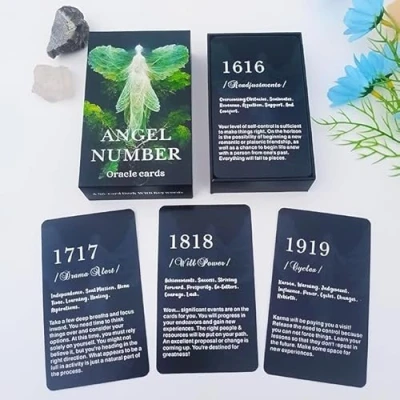 Immagine di QCFQCF Angel Numbers Oracle Cards, Cards per principianti, carte di affermazione numero angelo, ti dicono come vivere la tua vita nel modo migliore (TIANSHILXT)
