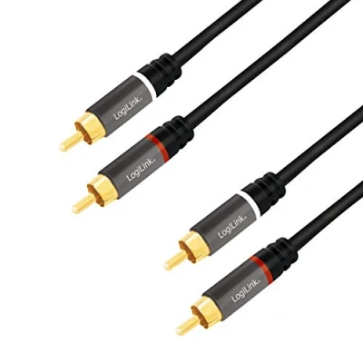 Immagine di LogiLink CA1206 Cavo audio stereo RCA (RCA), 2 x connettori con contatti placcati in oro per un suono di alta qualità, 3 m