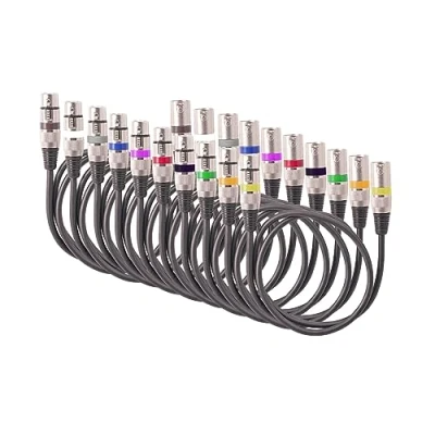 Immagine di summina 10pcs 1.5M/5ft XLR Cable DMX Stage Light 3 Pin Mic Balanced Shielded Cables for Moving Head Par Microphone Mixer