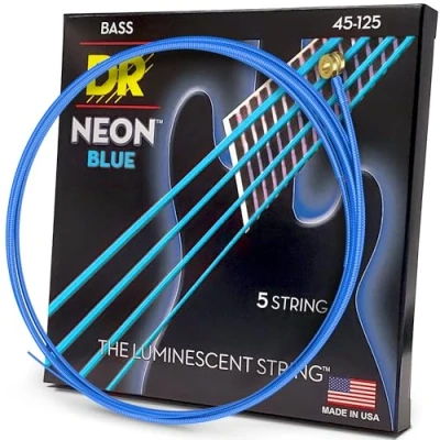 Immagine di DR Strings Hi Def Neon Blue Bass 5 corde medie