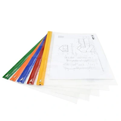 Immagine di Rapesco 1507 Buste con Chiusura a Zip in Metallo, A3, Trasparente Colorate, Confezione da 5