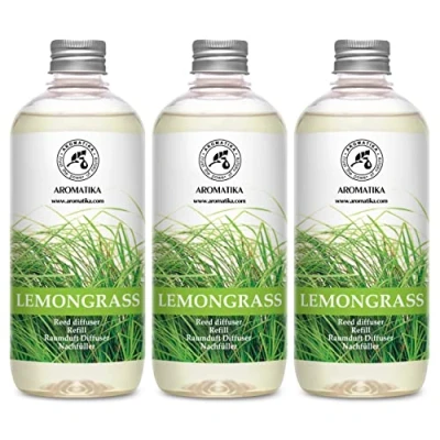 Immagine di Ricarica Diffusore di Profumo per Ambiente Lemongras 1500ml / 3x500ml Olio Essenziale con Naturale Citronella a Lamella Fragranza 100% Puro Fragranze Intenso e Duraturo