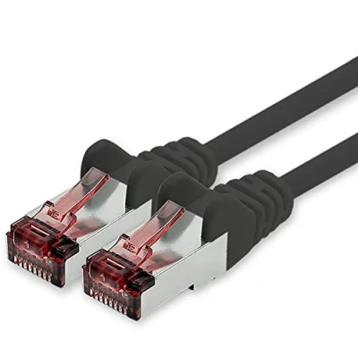 Immagine di freiwerk Cavo di rete Cat.6 20m nero 1 x Ethernet Lankabel Cat6 Lan Sftp Pimf Patchcable 1000 Mbit s compatibile con Cat5 Cat5e Cat6a Cat7 Cat8