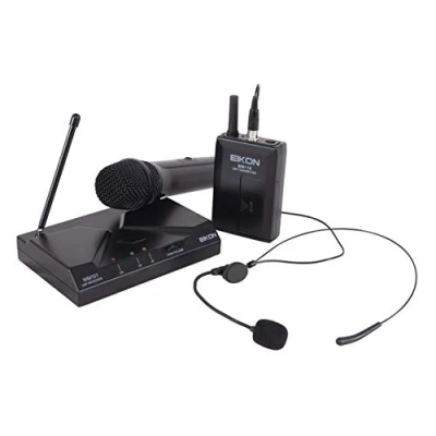 Immagine di PROEL EIKON WM101KITV2 Microfoni UHF Wireless, Radiomicrofono ad Archetto + Palmare a frequenza fissa, Nero (WM101KITV2)