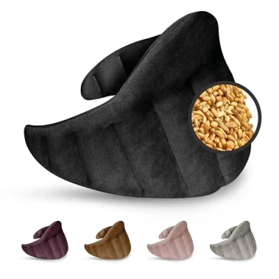 Immagine di LESCHI XXL cuscino termico per microonde (60x28cm), 100% cotone e grano biologico, riscaldante a 11 camere, nero, ideale alleviare tensioni su cervicale, spalla, schiena, collo
