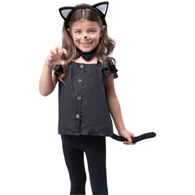 Immagine di SMIFFYS Set istantaneo da gatto, bambino, nero con orecchie, coda e farfallino