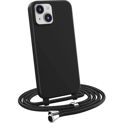 Immagine di MyGadget Cover per iPhone 13 Custodia con Corda Case Cordino Opaca Antiurto Laccio Tracolla Practical Stylish Nero