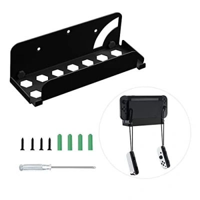 Immagine di Mcbazel Supporto da Parete per NS Switch OLED, Montaggio a in Materiale di Ferro con Set viti e Cacciavite Compatibile Console Switch/Switch OLED Nero