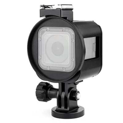 Immagine di SOONSUN Custodia in alluminio scheletro per GoPro Hero5 Session Hero 4 Metal spessore solido telaio protettivo gabbia guscio con copriobiettivo e chiave a vite di montaggio, nero