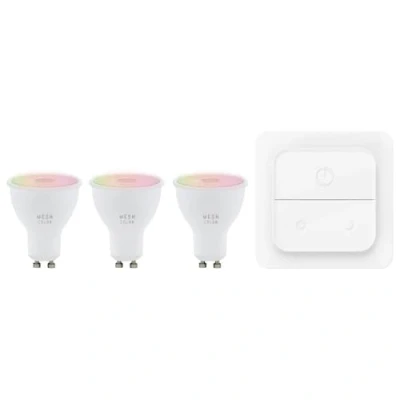 Immagine di Eglo connect.z Set di 3 lampadine LED Smart Home GU10, con interruttore, ZigBee, app e controllo vocale Alexa, dimmerabile, luce bianca calda fredda, RGB, 345 lumen, 4,9 W
