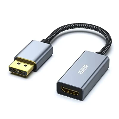 Immagine di BENFEI Adattatore DisplayPort a HDMI 4K, dorato DP maschio femmina convertitore cavo per Lenovo Dell HP e altre marche Gray[Calotta in lega di alluminio]