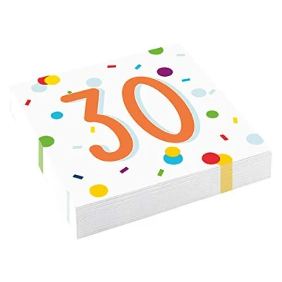 Immagine di amscan 9906762 Confetti 30 Compleanno 20 Tovaglioli Pranzo 33cm, Carta, Multicolore, 33 cm, unità