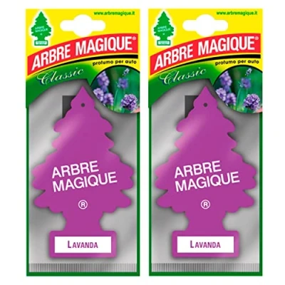 Immagine di Arbre Magique Mono, Profumatore Auto, Fragranza Lavanda, Profumazione Fresca e Versatile, Durata fino a 7 Settimane, Made in Italy, Confezione da 2 Pezzi