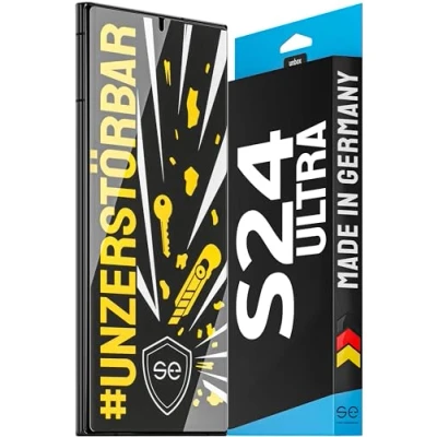 Immagine di smart engineered S.E Pellicola Protettiva in Vetro per Samsung Galaxy S24 Ultra, indistruttibile, 9H, con Anti Shock, Montaggio Innovativo e Materiale infrangibile, Made Germany