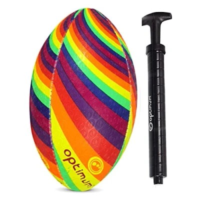 Immagine di OPTIMUM Rainbow Twister, Palla da Rugby, bilanciata e reattiva per Una Gestione accurata calci delle Palle Rugby ad Alte Prestazioni, Perfetta Allenamento Gioco, a 2 Strati 410 g,