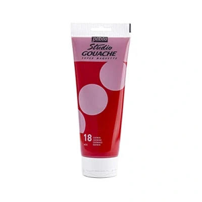 Immagine di Pébéo Studio Gouache 220 ml Pittura Professionale, Colore a Guazzo, Tempere per Paint dai Colori Opachi e Pigmentati Carminio