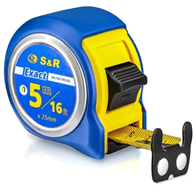 Immagine di S&amp;R Metro a Nastro 5 metr in MM e INCH con Magneti. Resistente, Preciso, Professionale