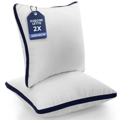 Immagine di Utopia Bedding Cuscini Letto (Set di 2), 45 x cm Guanciali Coppia Tessuto spazzolato con Fibra Poliestere 3D Morbida e Traspirante (Blu Marino)