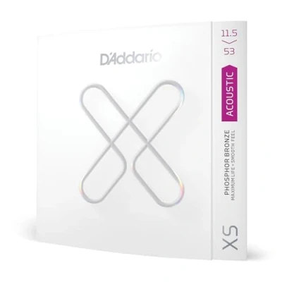 Immagine di corde D&#039;Addario Per chitarra rivestite XS Phosphor Bronze acustica XSAPB11552 chitarre a 6 Scalatura Custom Light Plus 11,5 53