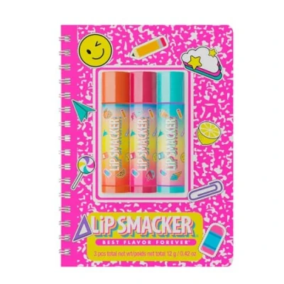 Immagine di Lip Smacker, Back to School Collection, Spiral Notebook Balm Trio, 3 Pezzi Set Balsamo Labbra con Quaderno a Spirale, Burrocacao per Bambini, Rosa