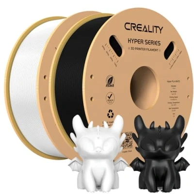 Immagine di Creality Hyper PLA Filament Nero+Bianco 2KG, Filamento per Stampanti 3D La Stampa Ad Alta Velocità, Durevole e Liscio, Prestazioni Di Overhang Accuratezza Dimensionale +/ 0,03mm, 2 Rotoli