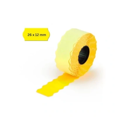 Immagine di epo52 6 rotoli da 9000 etichette autoadesive con adesivo ad alta tenuta, 26 x 12 mm, singola riga, colore giallo fluorescente