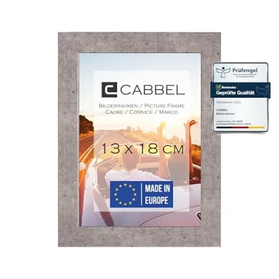 Immagine di CABBEL cornice 13x18 cm, Grigio (Calcestruzzo), robusta in legno MDF, vetro Plexi infrangibile, da appendere e