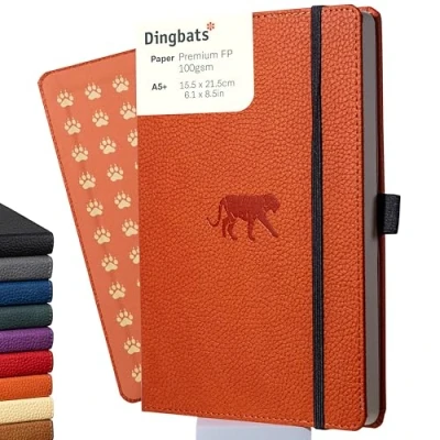 Immagine di Dingbats* Quaderni Quaderno Medio A Righe Con Animali Selvatici, Tigre Arancione, A5 Carta Prova Di Inchiostro Color Crema 100 G/mq