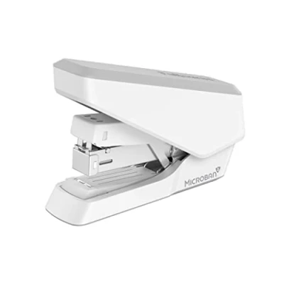 Immagine di Fellowes Cucitrice senza inceppamento, capacità 40 fogli LX860 EasyPress mezza striscia antibatterica manuale utilizza entrambe le graffette da 24/6 mm e 26/6 Bianco
