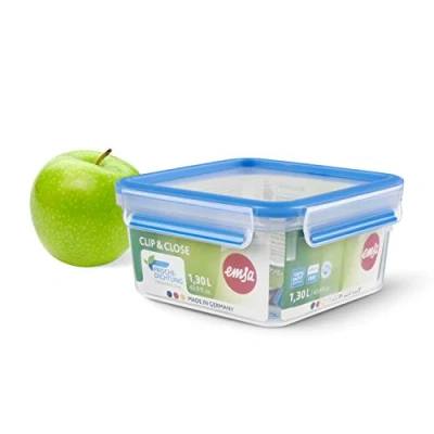 Immagine di EMSA N1011300 Clip &amp; Close Contenitore salvafreschezza, Trasparente/Blu, 1,3 l