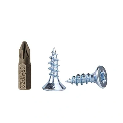 Immagine di Confezione da 100 viti per legno in acciaio zincato 5,0 x 16 mm, Pozi Drive, elementi di fissaggio, a testa svasata, truciolare (100)