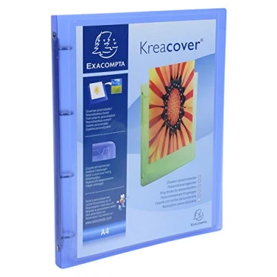 Immagine di Exacompta 51962E 1 Raccoglitore Personalizzabile Tasca Kreacover 4 Anelli Tondi 15 mm Dorso 20 Polipropilene Traslucido 0.5 F.to Esterno 25x32 cm per A4 Blu