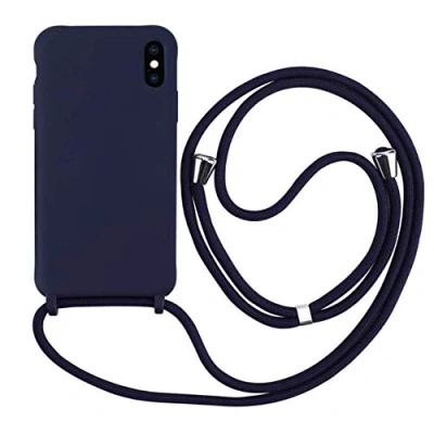 Immagine di MEVIS Cover Compatible con iPhone X/XS Max,Cover Pratico Cordino,con Cordino TPU Corda Silicone Case Bumpe Marina